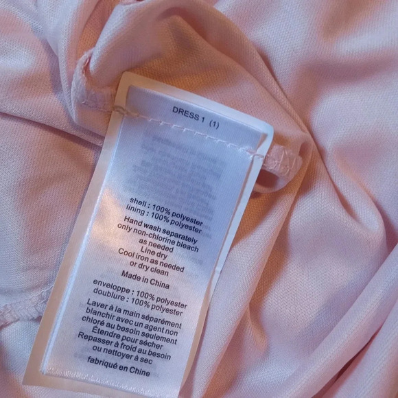 David's Bridal Illusion Short Sleeve Mesh Dress Size 8 Petal Pink - Picture 6 of 9